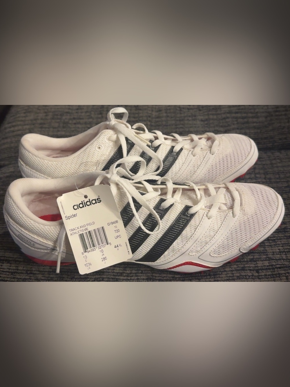 Adidas Spider Track & Field Spikes Men’s 10.5 White Black Red NWT